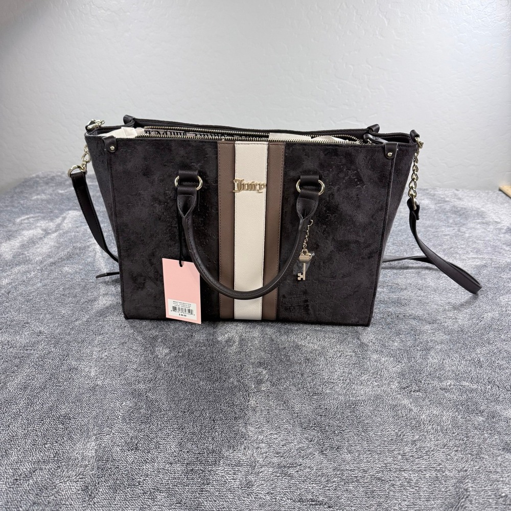 Juicy Couture Bright and Bold Tote Chocolate Monogram Handbag NEW